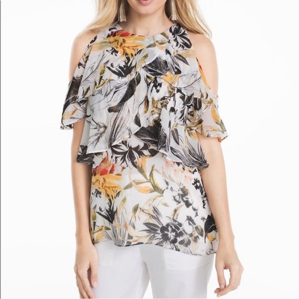 White House Black Market cold shoulder top M